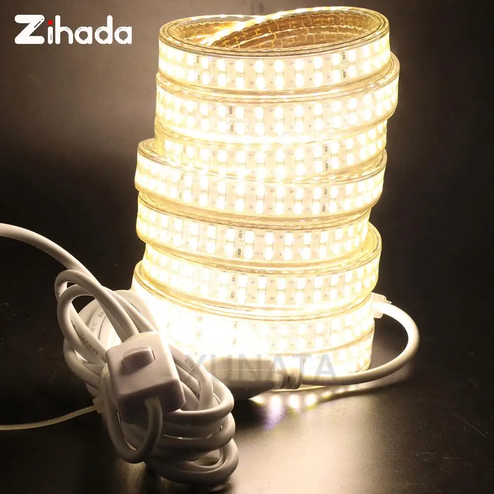 Двухрядная Светодиодная лента 220 В переменного тока SMD 5730 240Led s/m светильник Личная