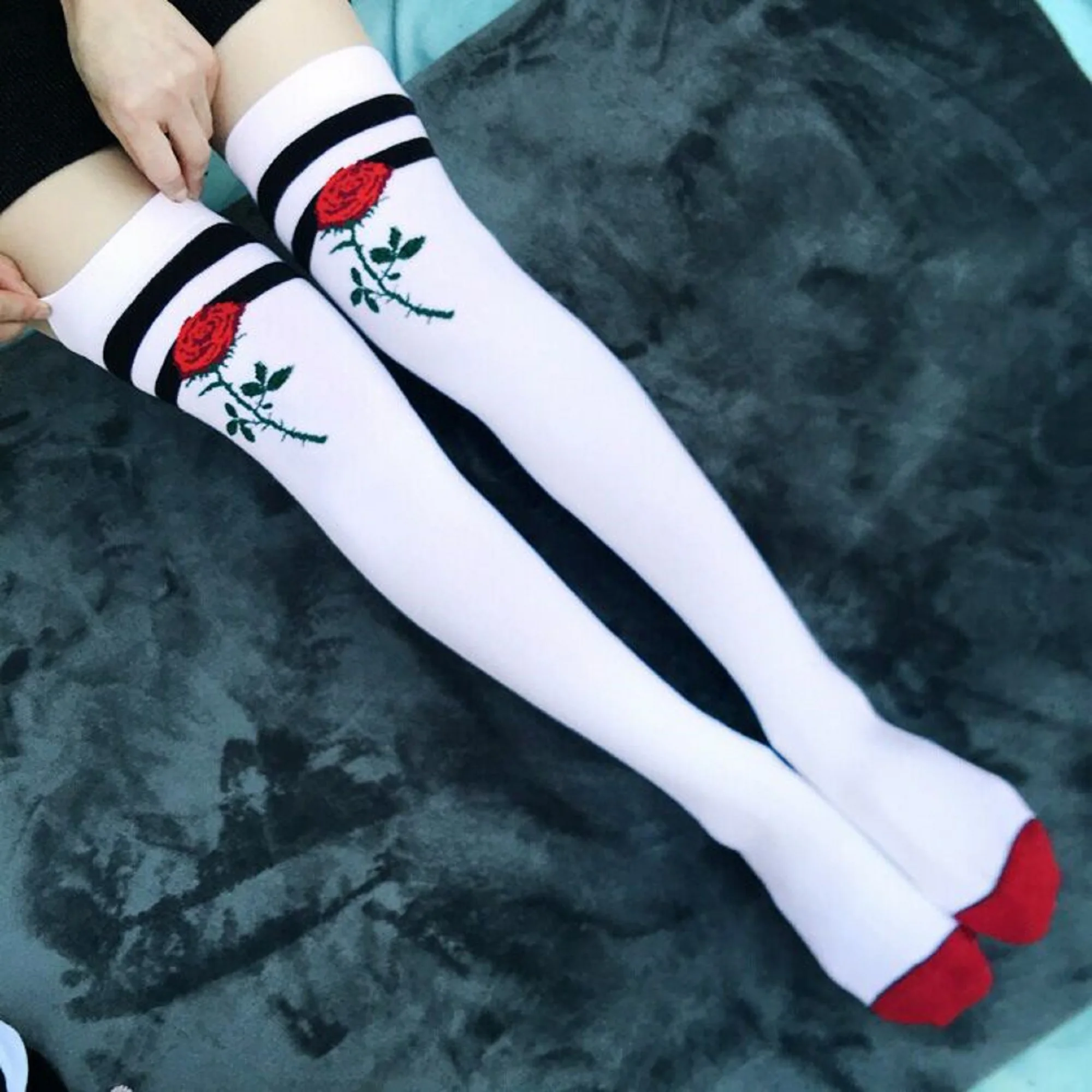 Теплые зимние женские гольфы полосатые розовые носки с рисунком пикантные