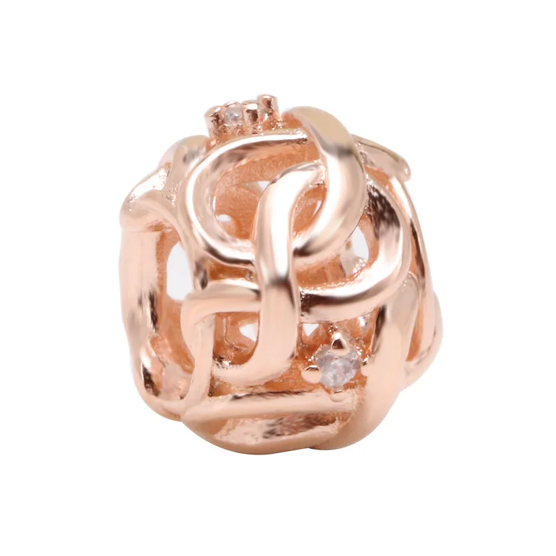 

DoDoFly S925 Sterling Silver Mother's Day Hollow Weaving Pattern Eternal Intertwining Symbol Beads Fit Original Bracelet