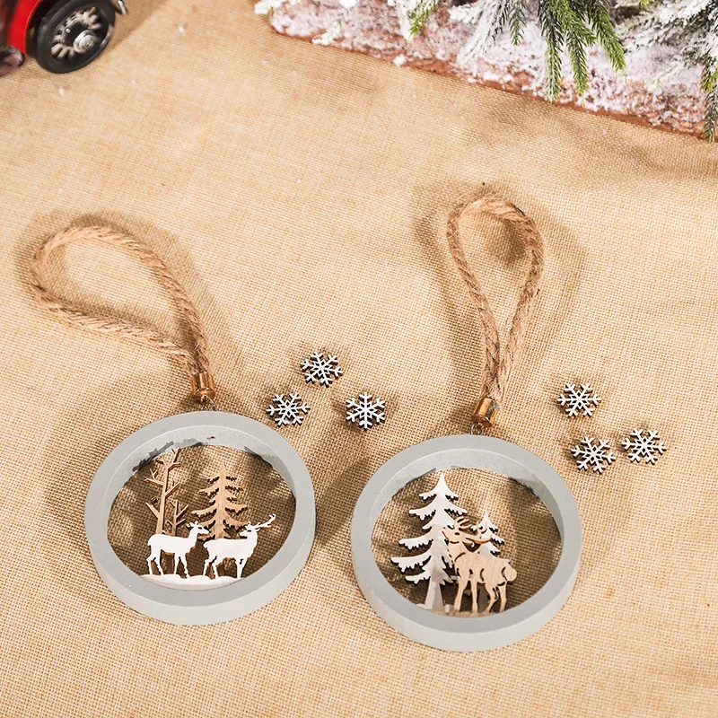 

New Christmas Decorations Creative Three Dimensional Elk Doll Pendant Christmas Tree Pendant Christmas Wooden Pendant Crafts