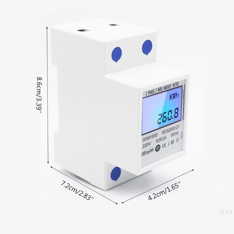 

Single Phase 2Wires Din Rail 5(80A) Energy Meter Electric Meter Monitor DDM15SD with LCD Backlight NO-RESET-FUNCTION