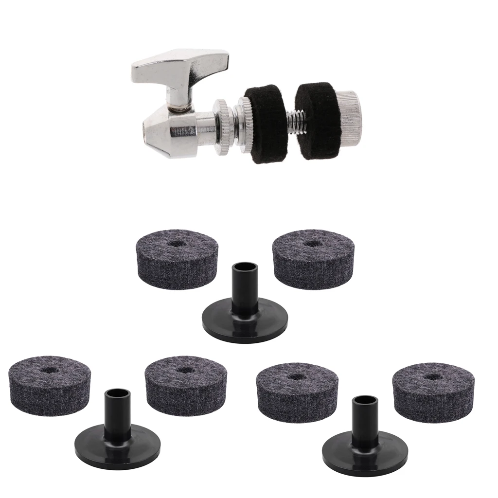 Муфта Hi Hat + 3 длинных гильзы для тарелок 6 фетровых барабанных шайб перкуссионных