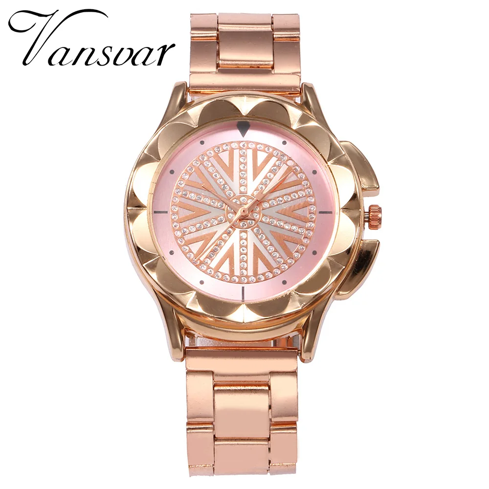 

Women's wristwatch Luxury women watch business gold stainless steel strap creative flowers shape dial ladies quartz watch montre