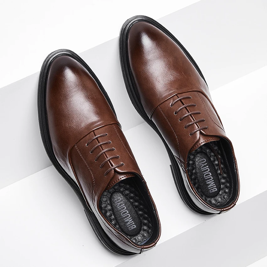 

BIMUDUIYU Business Formal Black Leather Shoes Mens Fashion Casual Dress Shoes Classic Italian Formal Oxford Shoes For Men