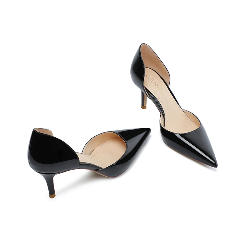 Sexy Hollow High Heels Women 2021 Spring and Autumn New Celebrities 6cm Rose Red Patent Leather Pointed Thin Heel Women