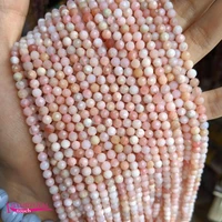 natural pink opal stone loose small beads high quality 234mm faceted round shape diy gem jewelry accessories 38cm wk345