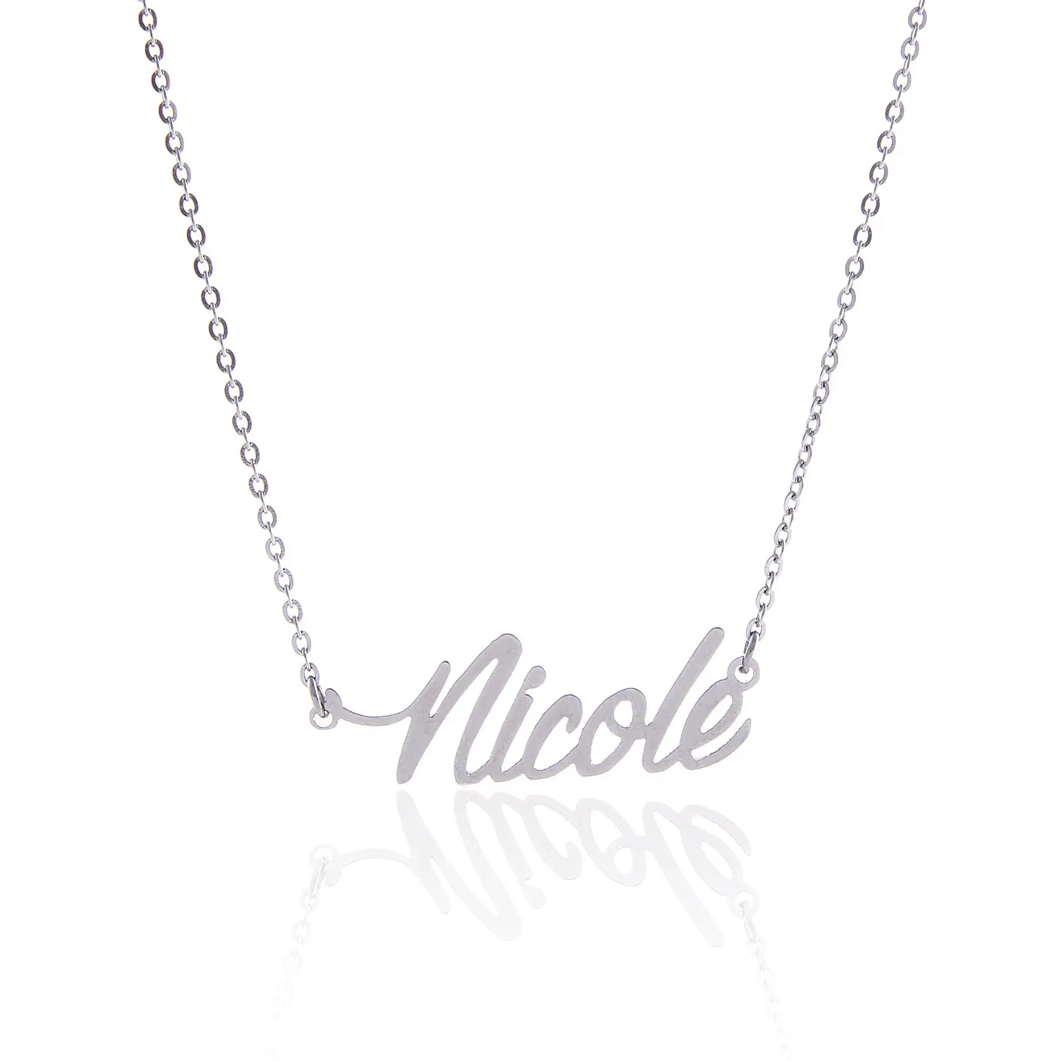 

New Fashion Silver Color Personalized Name Necklace Stainless Steel Customized Metal CutNecklaces Custom Wedding Jewelry
