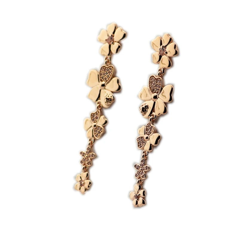 

Woman Earrings Wildflower Meadow Drop Earrings Rose & Blush Pink Elegant Jewelry Making 925 Original Silver Fashion Earring