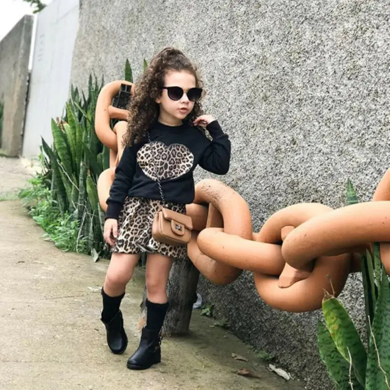 Imcute/Новая модная зимняя одежда для маленьких девочек Леопардовый Свитшот топы