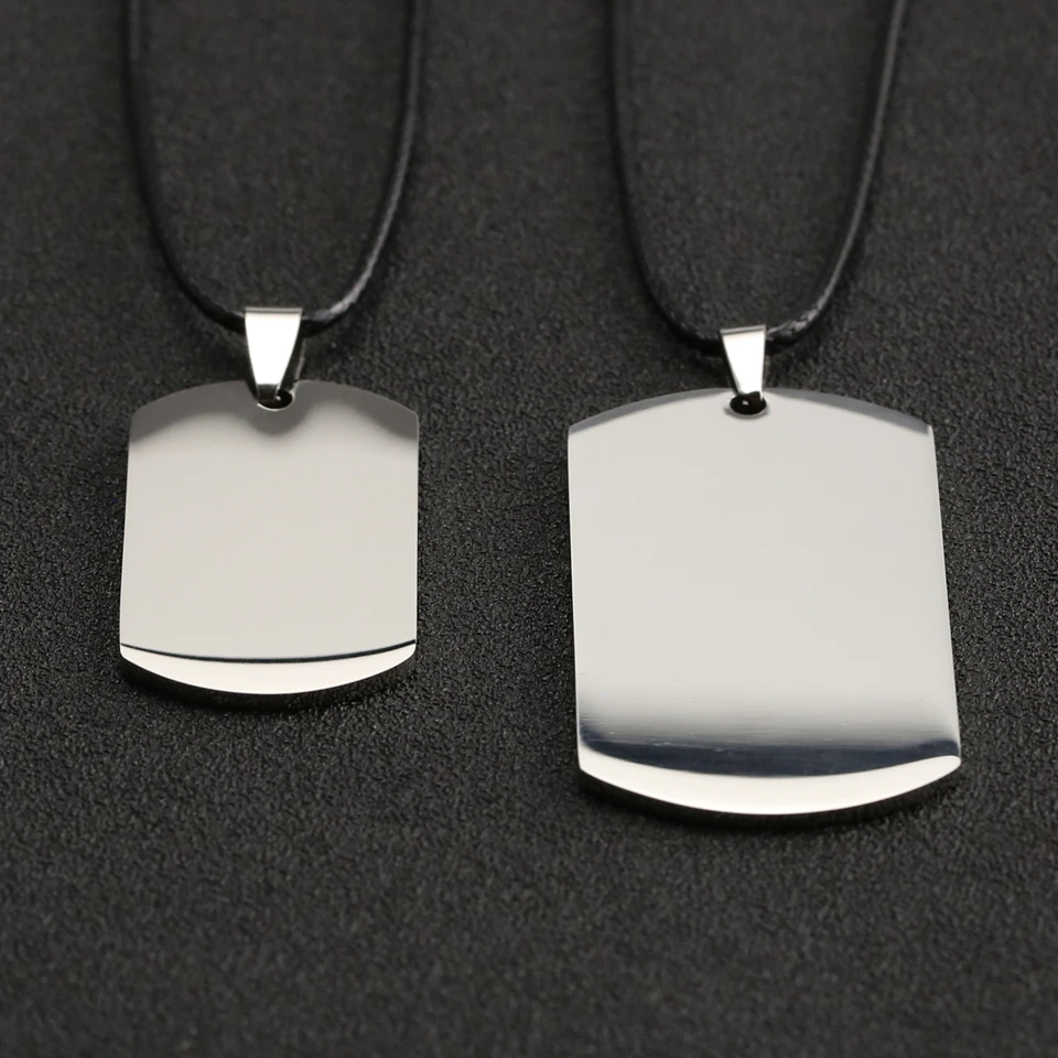 Собачья бирка ожерелье DogTag Военная армейская табличка с гравировкой ID пустой серебряный полированный кулон ювелирные изделия из нержавеющей стали для мужчин