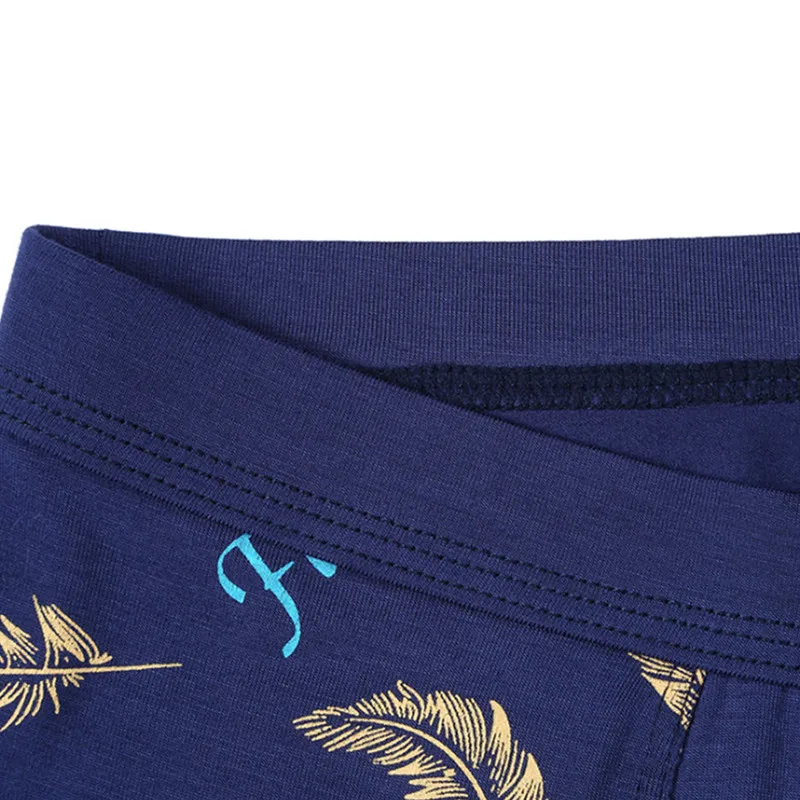

Printing Boxer Underwear Men Modal Soft Breathable Letter Feathers Pattern Sexy Boxers Shorts Fashion Large Size L-4 XL Panties