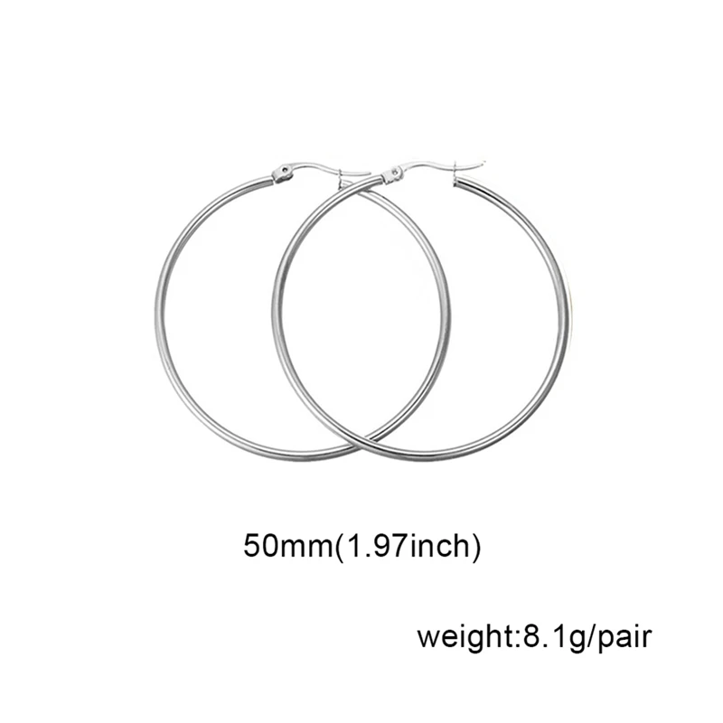 EAR8507SV5 Простые новые модные ювелирные изделия из титановой стали, большие круглые серьги-кольца для женщин, преувеличенное кольцо для ушей из нержавеющей стали, круглая линия - Окраска металла: EAR8507SV5