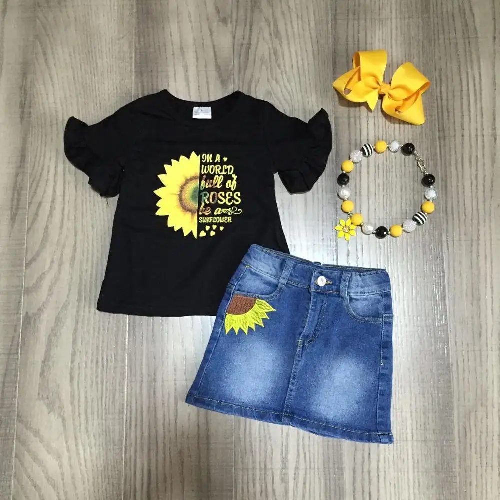 Летние наряды для маленьких девочек черная юбка из джинсовой ткани летние с