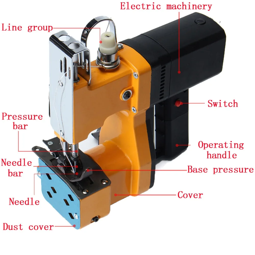 220V electric overlock sewing machine portable automatic packaging home textile industry woven bag sealing | Дом и сад
