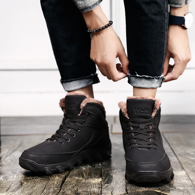 

Winter Warm Snow Boots Men Outdoor Casual Ankle Plush Fur Comfortable Male Comfortable Sneakers Shoes Footwear Big Size 39-46