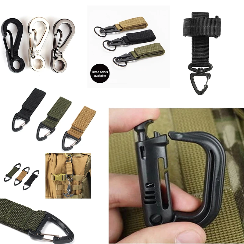 

Molle Webbing Attach Belt Clip Outdoor Bag Tactical Nylon Ribbon Knapsack Camping Backpack Fastener Hook Buckle Keychain Molle
