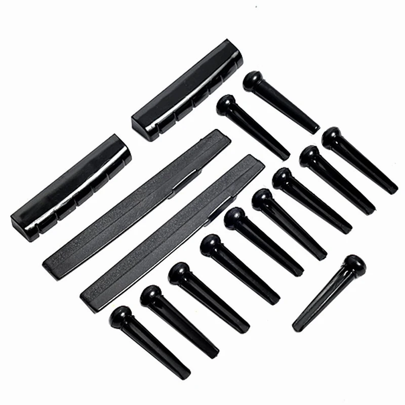 

2 sets Acoustic Guitar Bridge Pins & Saddle & Nut Black High Quality