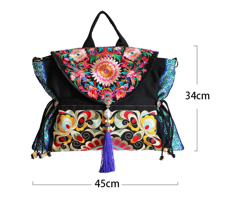 New embroidered shoulders bags boho canvas women handbags tassel crossbody bag | Багаж и сумки