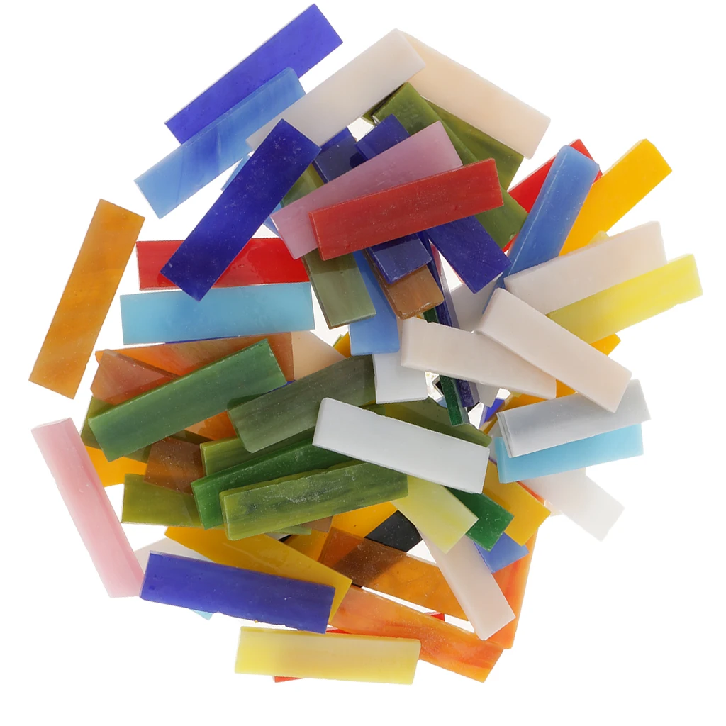 70pcs Assorted Color Rectangle Glass Mosaic Tiles Pieces DIY Crafts 10x40mm | Дом и сад