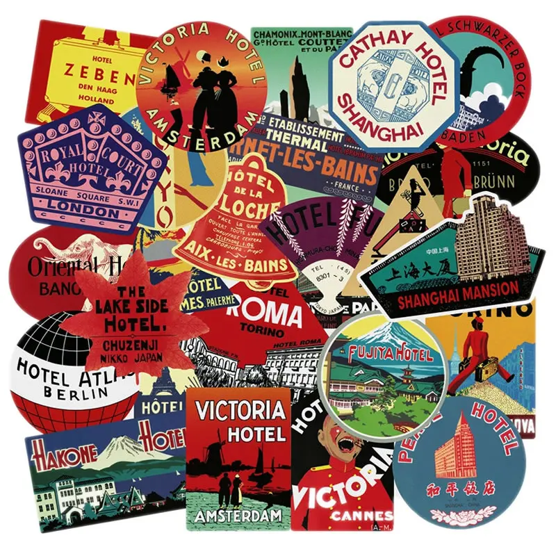 Ретро водонепроницаемые дорожные международные наклейки с название гостиниц