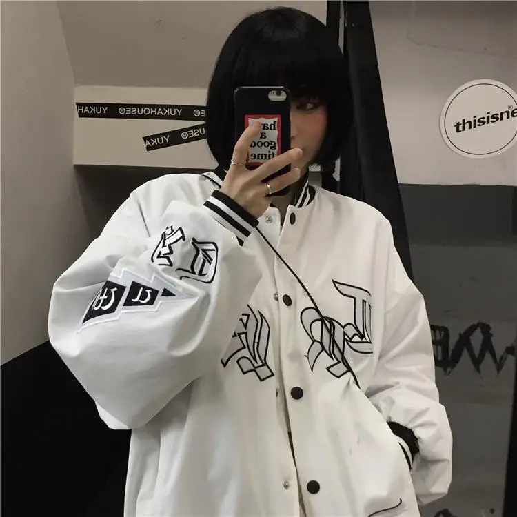 

Spring/autumn Baseball Uniform Women Jacket Men Loose Hong Kong Style Korean Trend Harajuku Style Student Jacket Spring ins 2021