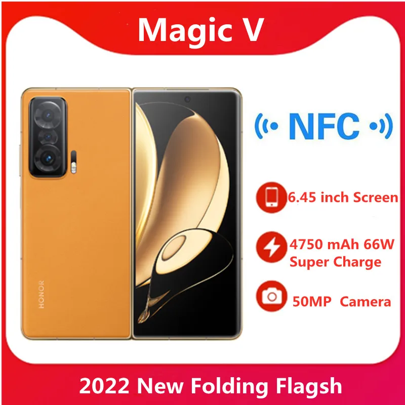 2022 New Folding Flagsh Honor Magic V 5G Smartphone 120HZ Snapdragon 8 Gen 1 4750mAh Battery 66W Super Charge 50MP Main Camera | Мобильные
