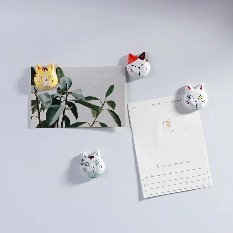 Деревянная наклейка на холодильник с кошкой милая ручной работы украшение дома