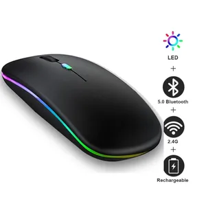 wireless mouse rechargeable rgb bluetooth 2 4g silent laptop gaming mouse gamer rechargeable mouse for computer led backlit mice free global shipping