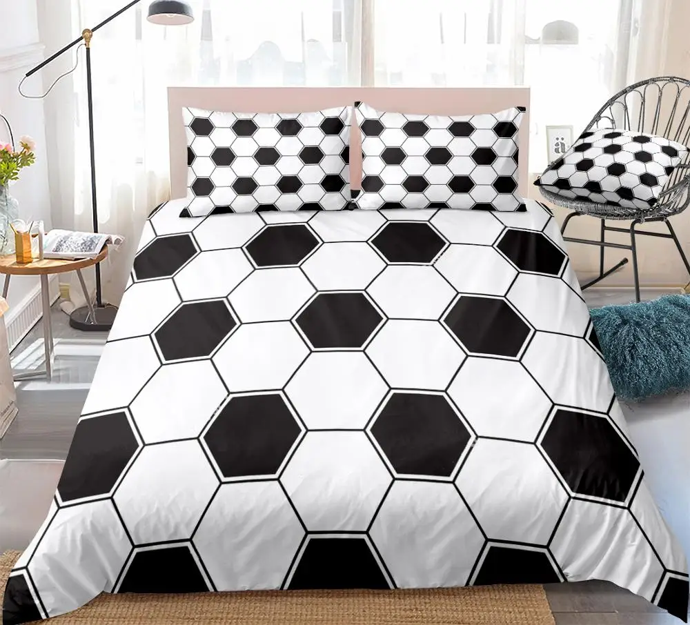 Набор из 3 предметов черно белые футбольные пододеяльники спортивные постельные