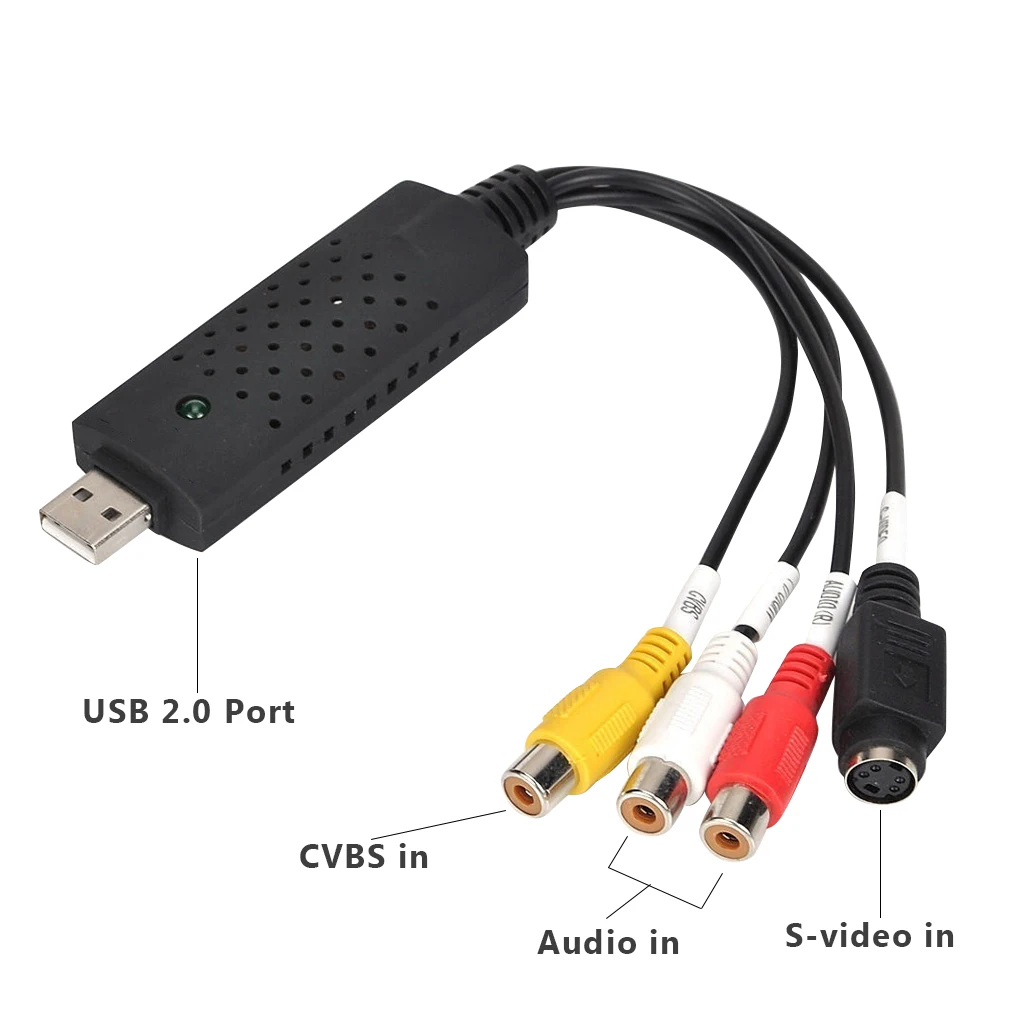 Black Easycap USB 2.0 Easy Cap Video TV DVD VHS DVR Capture Adapter Easier Device Support Win10 | Безопасность и защита