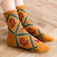 autumn winter retro women socks horse cotton soft socks loose socks for girls women