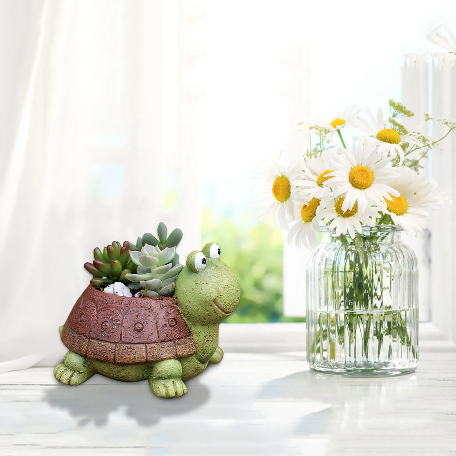 

Cute Turtle Flowerpot Succulent Turtle Plant Pots Animal Resin Cactus Planter Desktop Desk Ornament Garden Home Decor Tortoise
