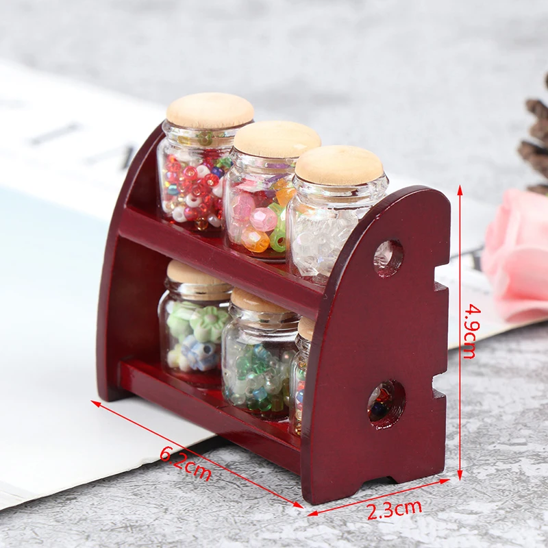 

1:12 Miniature Wooden Spice Rack Shelf Dollhouse Kitchen Accessories