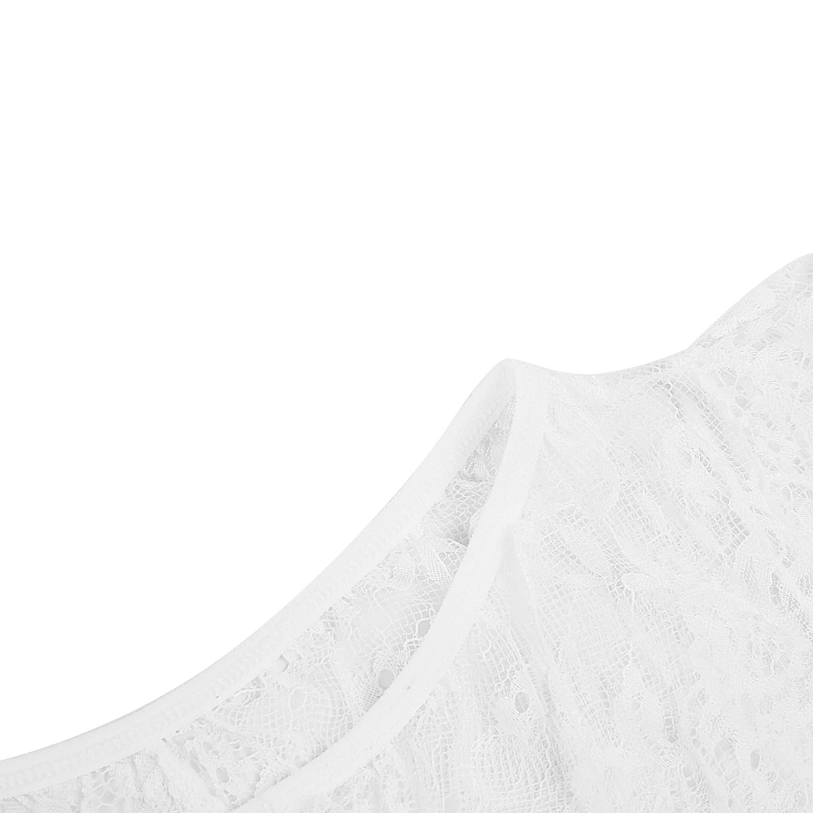 

Women Lace Nightwear, See-Through Lingerie, Neck Hanging Bandage Thong Rough Hem Floral Cropped Top