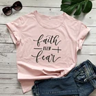 Женская футболка с рисунком Faith Over Fear, Повседневная летняя футболка, вдохновленная модой, для церкви и верующих, Tumblr