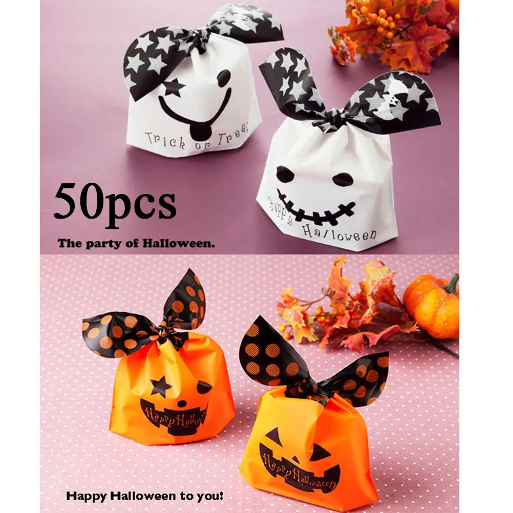 50 шт. пакет для конфет на Хэллоуин Творческий Сумки из натуральной кожи Пластик
