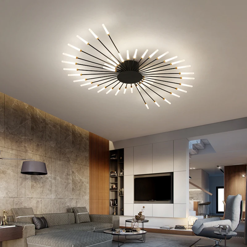 Nordic Fireworks Led Chandelier Lights for Living Room Bedroom Light Fixtures Modern Ceiling Chandelier Lamp Lighting Fixture