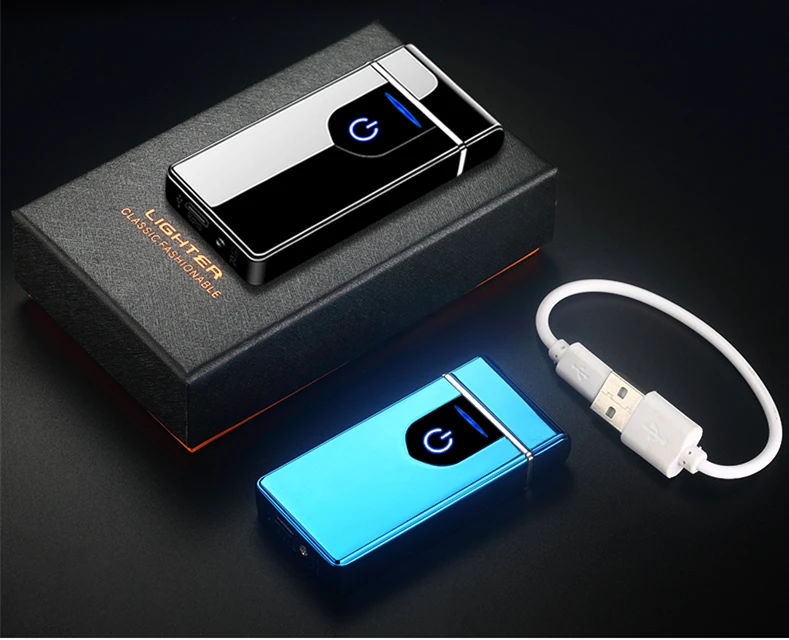 Двойной arc светодиодный сенсорный экран зондирование USB петля зарядки безопасный и портативный Зажигалка выбор подарка