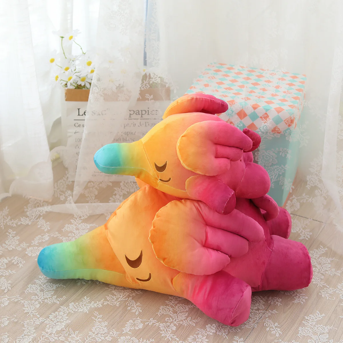 

30-68cm Cute Cartoon Rainbow Elephant With Wings Plush Toys Stuffed Soft Animals Pillow Dolls For Kids Girls Birthday Gifts