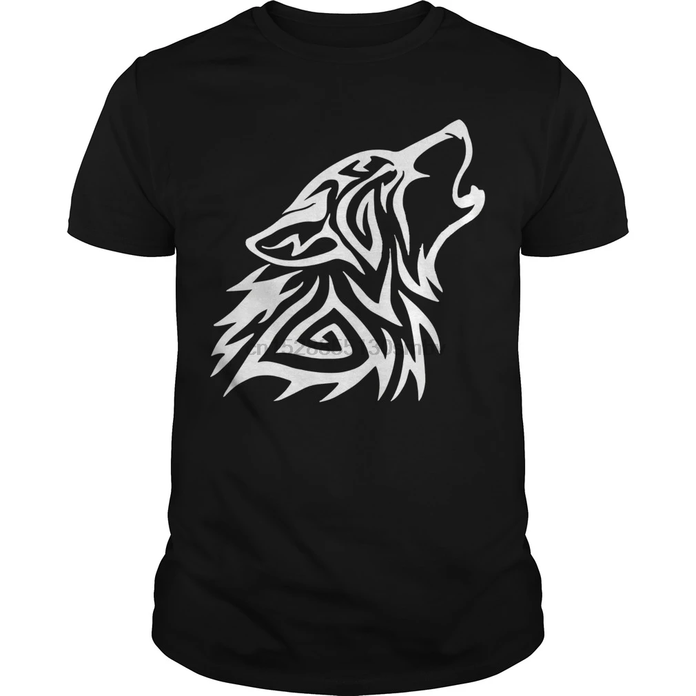 

Men tshirt Fenrir Wolf Howl Odin T Shirt Nordic Valhalla Viking Mjolnir cool women T-Shirt tees top