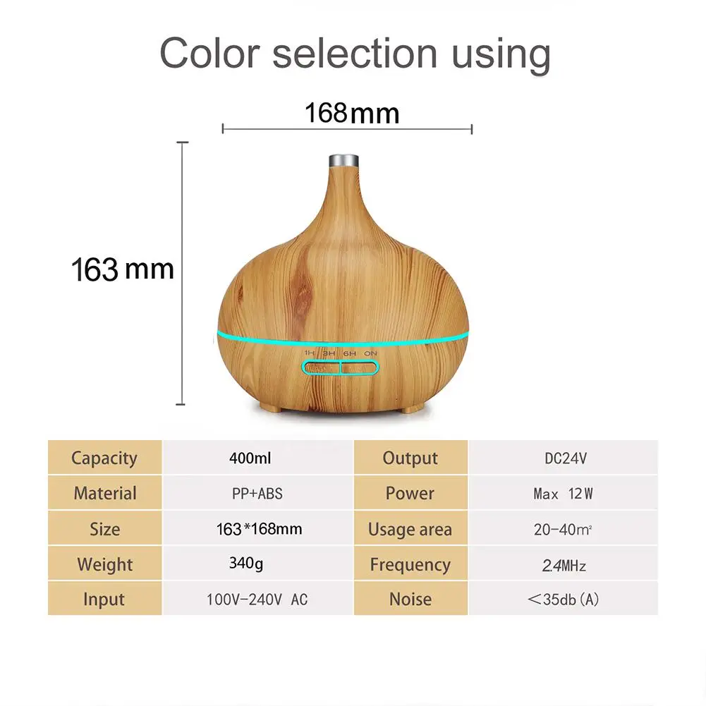 

400ml Remote Timing Humidifier 7 Color LED Ultrasonic Air Humidifier Aromatherapy Essential Oil Diffuser Home Air Treatment