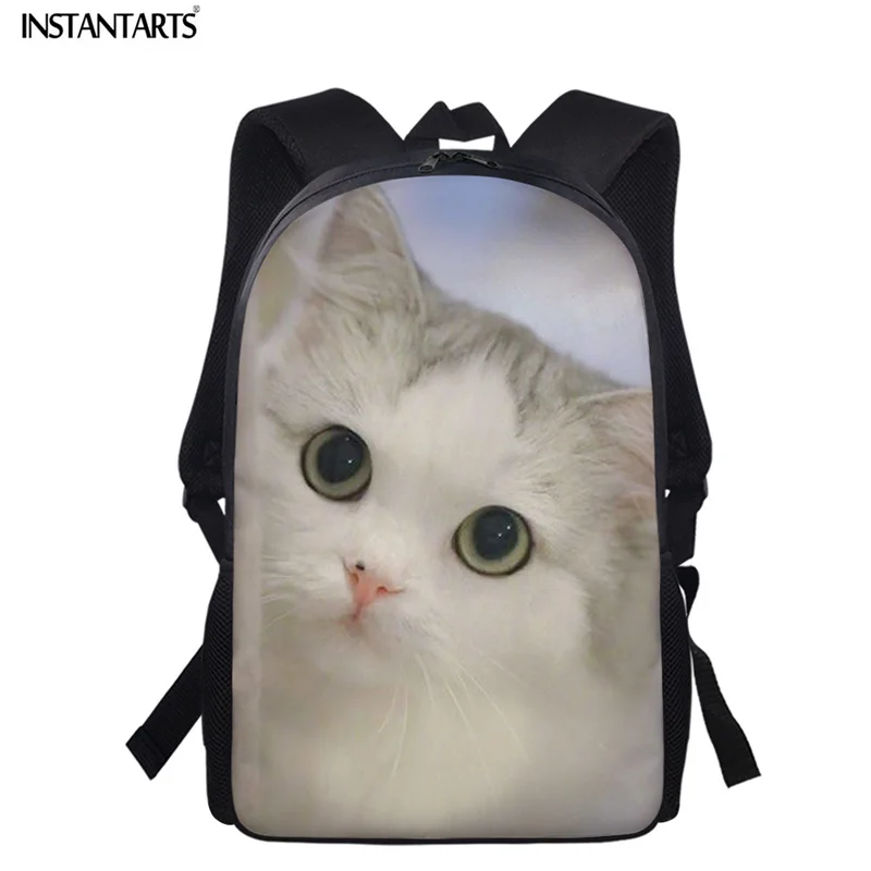 

INSTANTARTS Fashion Children School Bags for Primary Student Cute Cat Bookbags Teen Girls Schoolbag 3D Animal Printing ​Backpack