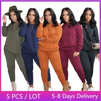 wholesale items fall clothes sweatsuits for women sportswear top sweatpants set thick warm casual tracksuit women two piece set