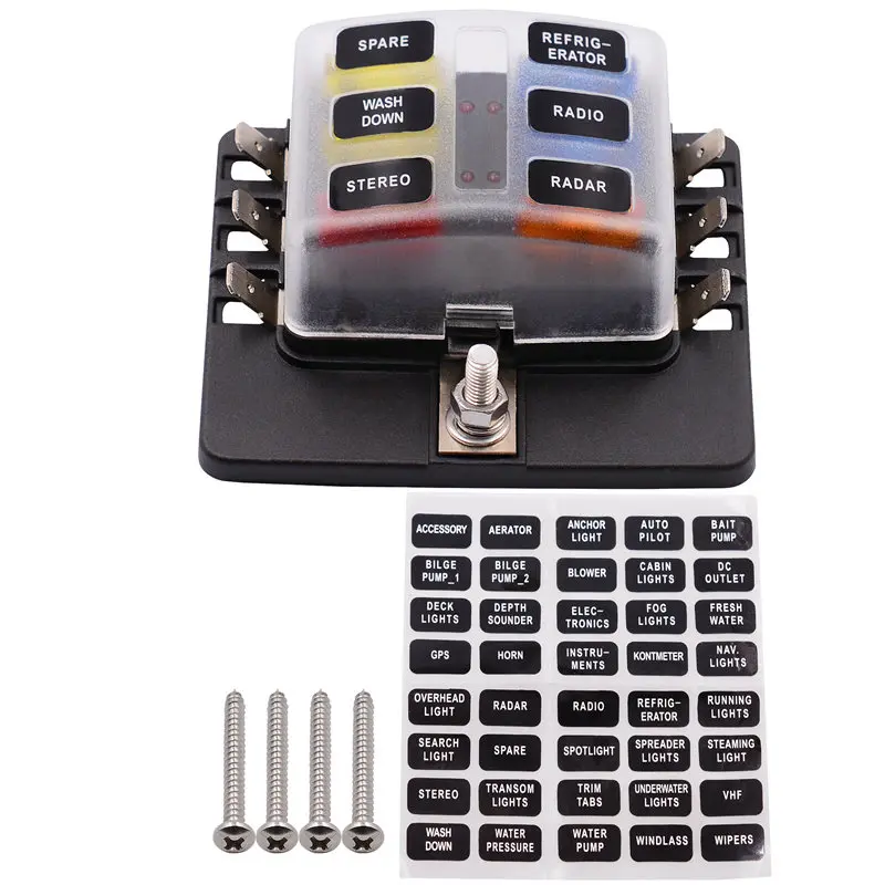 6 способ лезвие предохранителей держатель с светодиодный Предупреждение