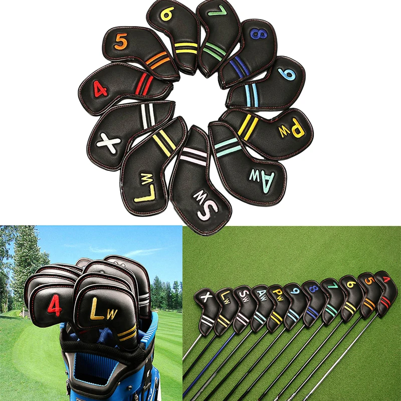 

New 11pcs/set Golf Iron Cap Cover PU Extended Club Protection Cover Cross-border New Magnet Closure Cap Cover