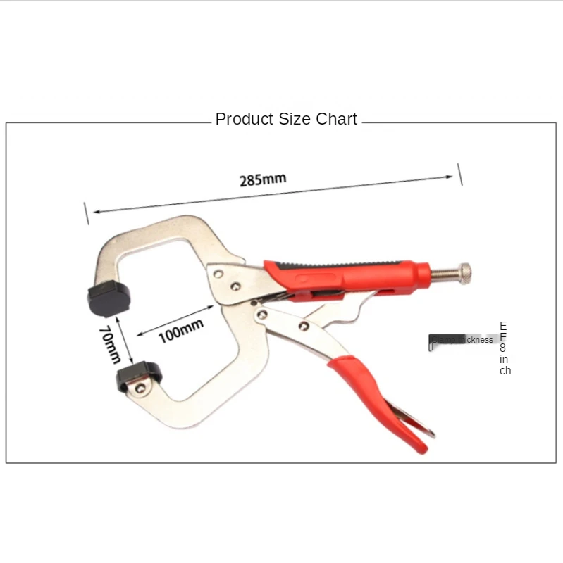 11Inch C Clamp Clip Locking Plier Woodworking Tenon Locator Grip Vise Lock Jaw Swivel Pad