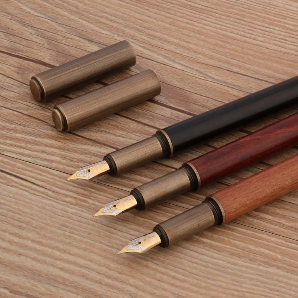 High Quality 007 WOOD Fountain Pen Brass Sandal wood Spin INK Pens Office Writing Supplies New | Канцтовары для офиса и дома