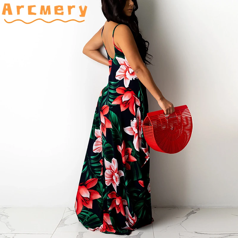 

Women Floral Printed Spaghetti Strap Maxi Dress