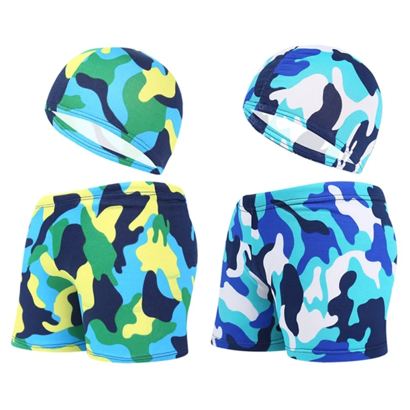 Новинка 2020 комплект для мальчиков с чехлом детские плавки и шапочки купания