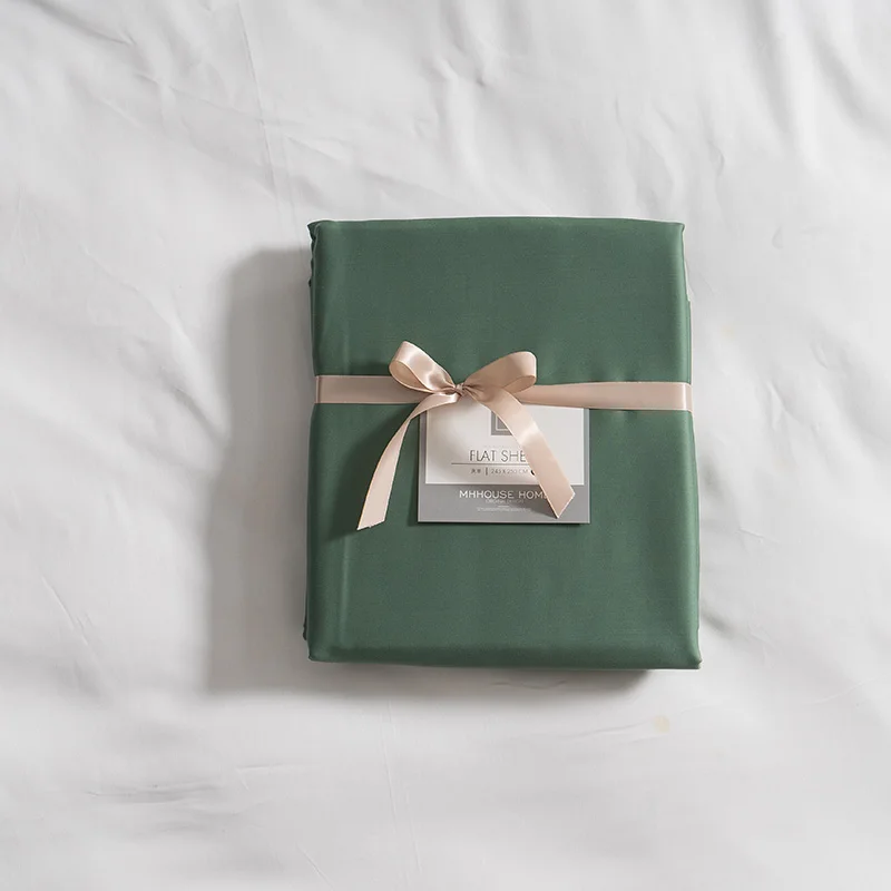 

Luxury 100% Tencel Silk flat bed sheet cool silky solid color Healthy Skin Sheets Pillowcase Queen King size